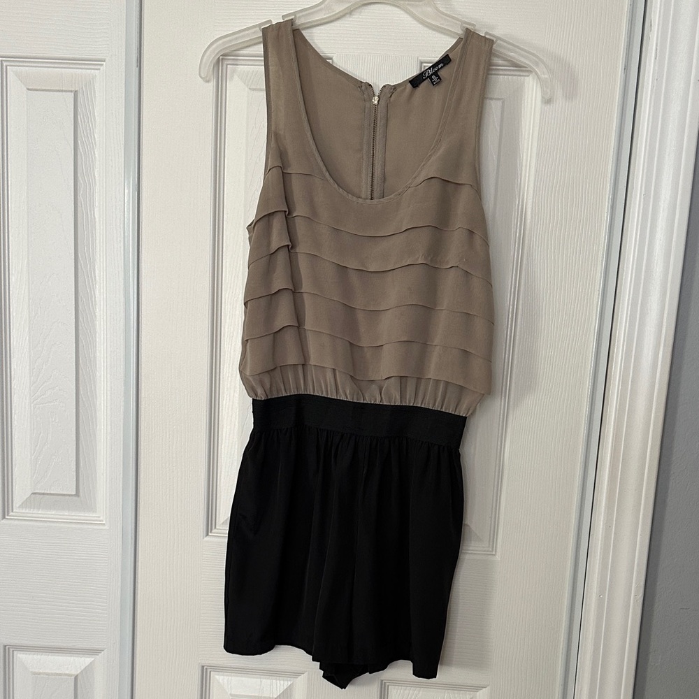 Bloom Layered Tan and Black Romper